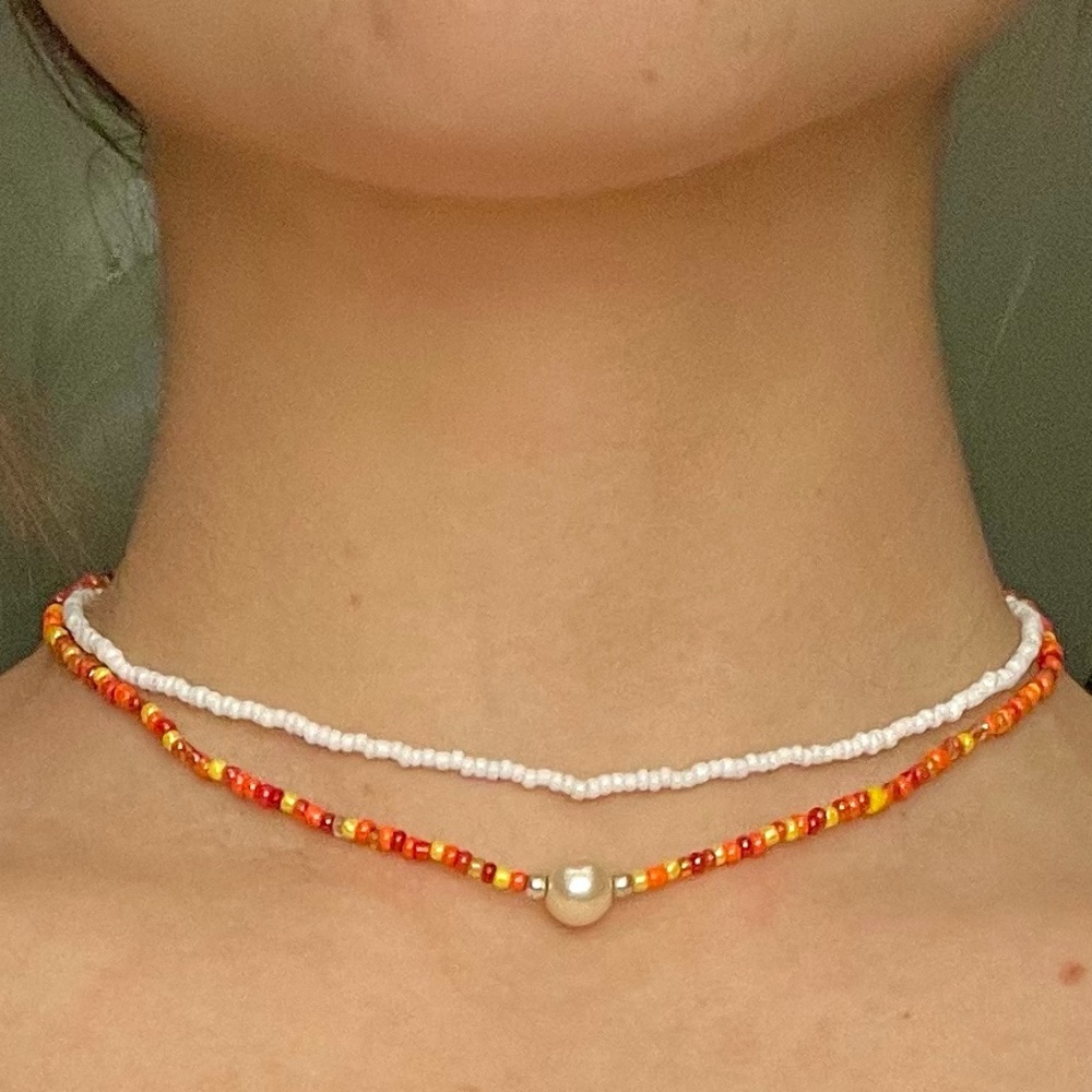 Sunset pearl bead necklace